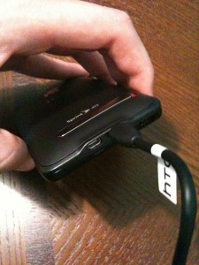 USB cable connected to phone