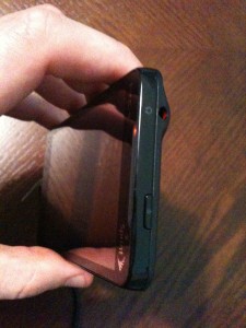 Top of phone with headphone jack and power button
